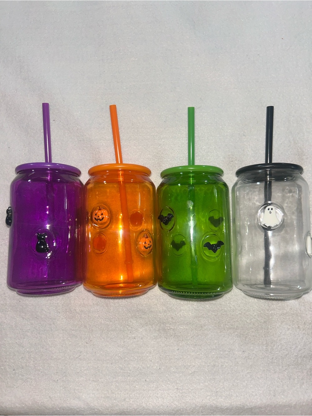 Halloween Glass Tumbler with Lid & Straw